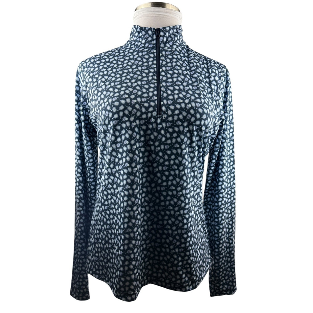 NWT Straight Down Dink Pickleball Print Golf LS Navy Quarter Zip Women's Size XL - Picture 3 of 11